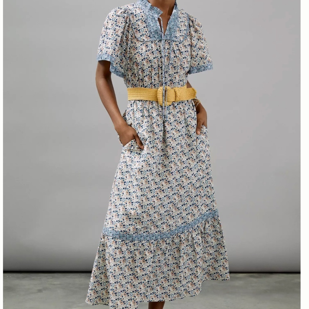 Anthropologie Othilia Titania Flounced Maxi Dress Floral Cottagecore Size S NWT